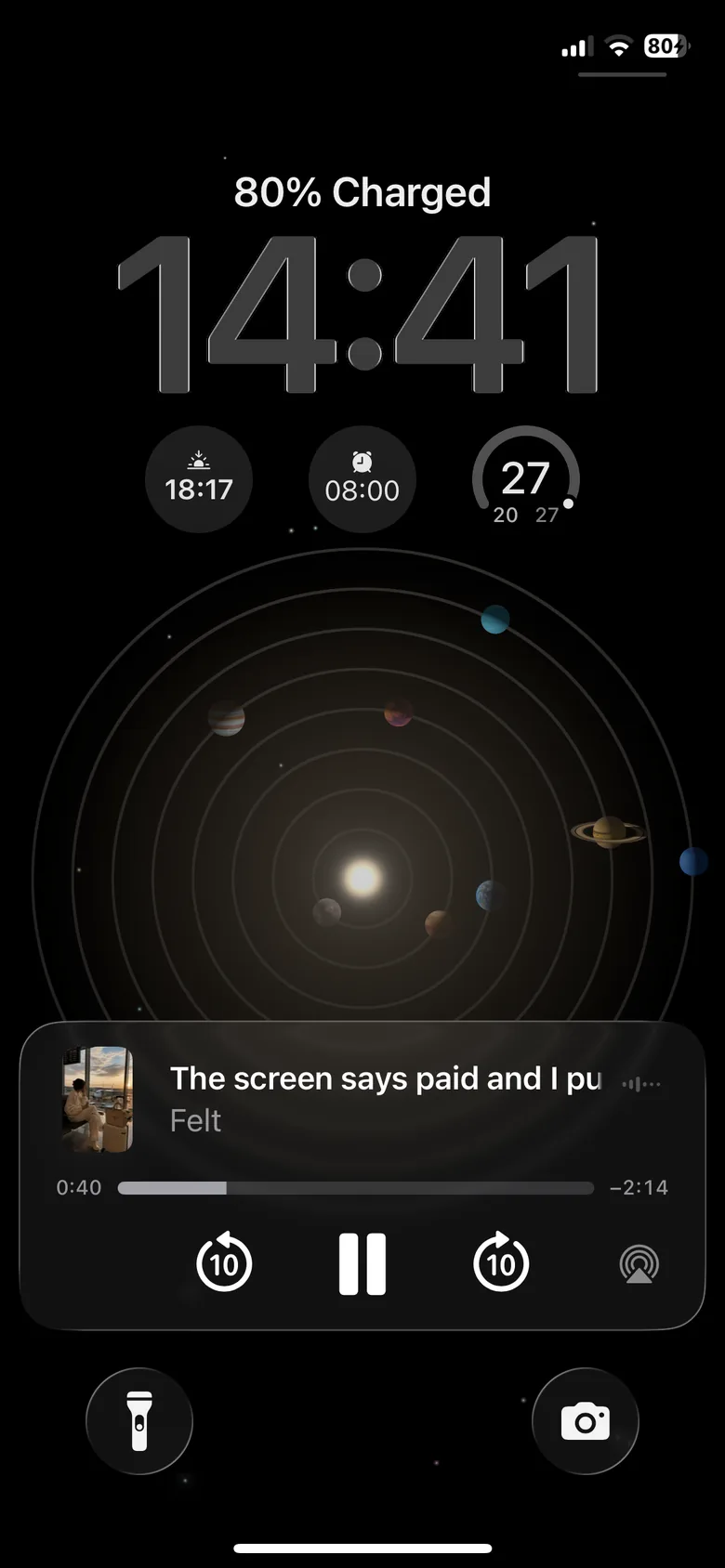 A Wishfilled story playing on the iPhone lock screen